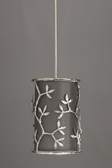 Suspension cylindrique nickel satiné et abat-jour gris fumé Ombelle. Objet insolite. Suspension cylindrique nickel satiné et abat-jour gris fumé Ombelle. Objet insolite.