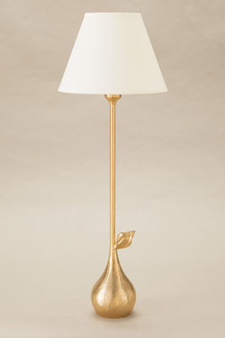 Clara table lamp in gold with off-white shade. Objet insolite. 