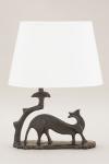 Donola ermine table lamp in patinated bronze. Objet insolite. 