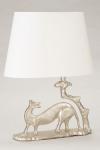 Donola silver table lamp with off-white shade. Objet insolite. 