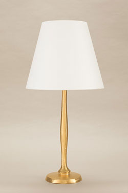 Dora gold table lamp with off-white shade. Objet insolite. 
