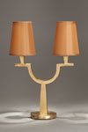 Double table lamp in solid gilt bronze Perceval. Objet insolite. 