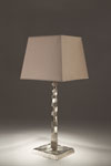 Fragile solid bronze satin nickel table lamp. Objet insolite. 