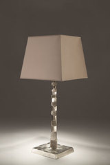 Fragile solid bronze satin nickel table lamp. Objet insolite. 