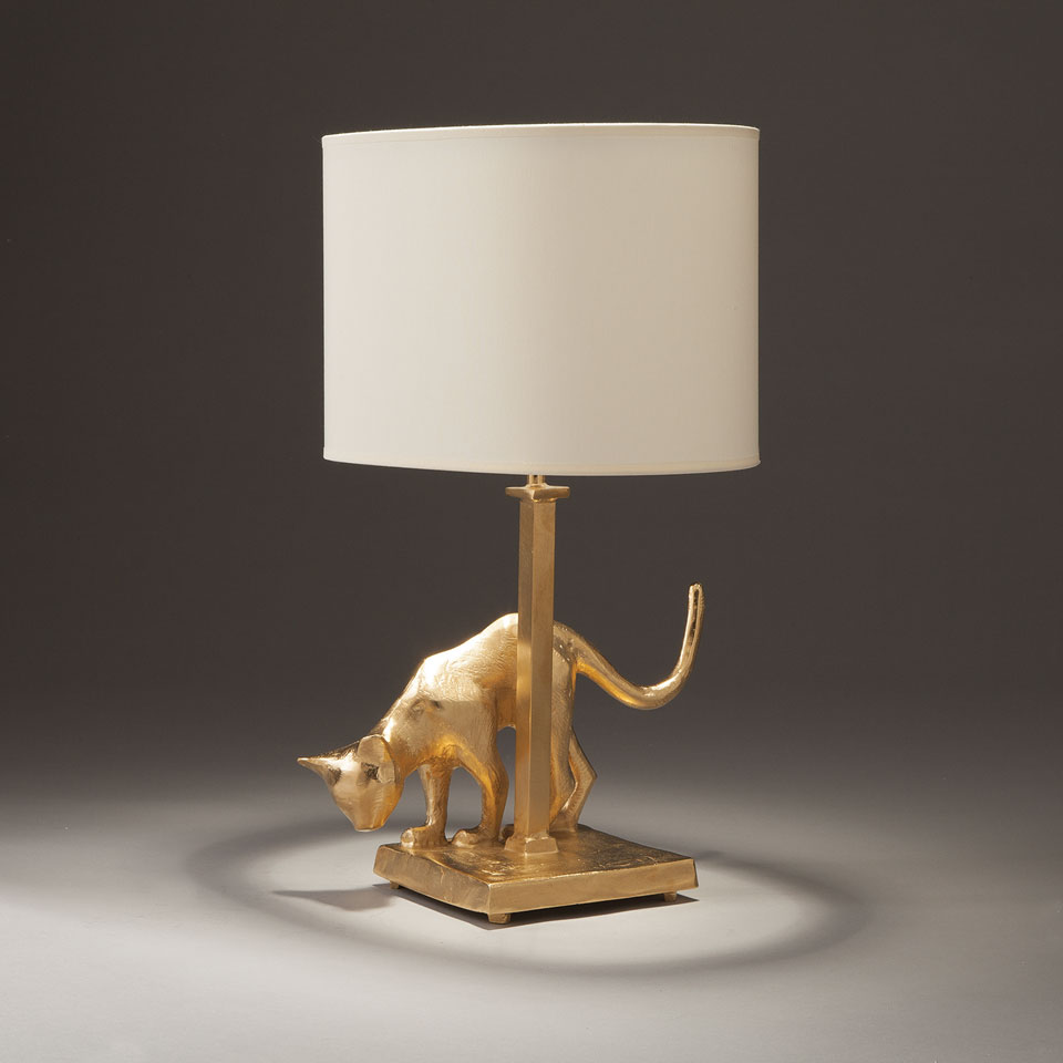 Gold solid bronze table lamp Cat - Objet Insolite - Hight qualité lighting  made in France - Réf. 17090367