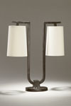 Gustave solid bronze 2-light U-shaped table lamp. Objet insolite. 