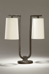 Gustave solid bronze 2-light U-shaped table lamp. Objet insolite. 