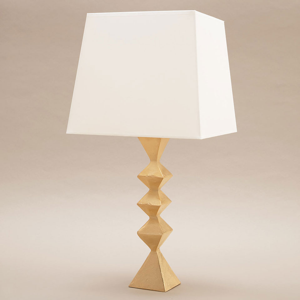 Infini geometric table lamp in gilt bronze. Objet insolite. 