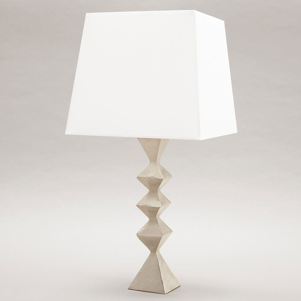 Infini geometric table lamp in silver plated bronze. Objet insolite. 