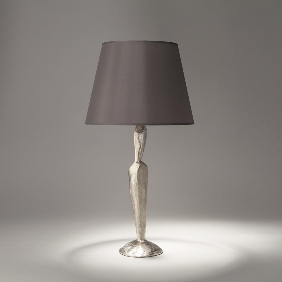 Jude mineral table lamp in bronze with satin nickel finish. Objet insolite. 