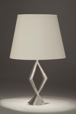 Maya lamp in bronze with satin nickel finish. Objet insolite. 