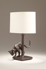 Patinated black bronze table lamp Cat. Objet insolite. 