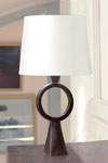 Patinated black solid bronze ring table lamp Max. Objet insolite. 