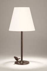Plume table lamp in patinated black bronze. Objet insolite. 