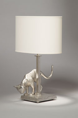 Satined nickel bronze table lamp Cat. Objet insolite. 