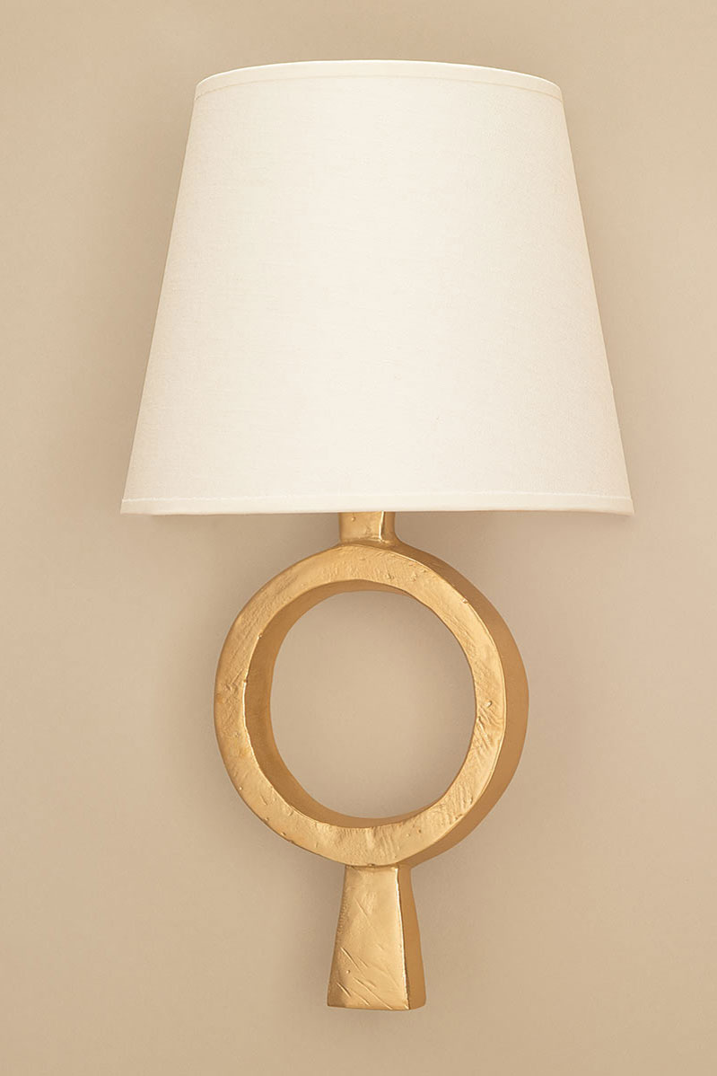 Dona ring-shaped wall lamp, gold finish. Objet insolite. 