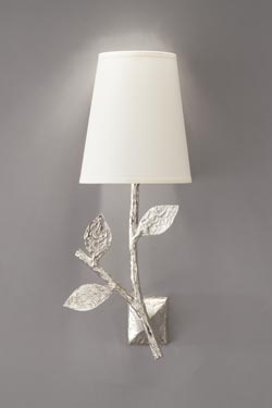 Flora plant wall lamp in silvered bronze. Objet insolite. 