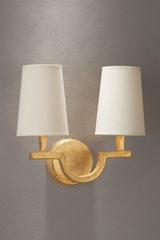 2-light wall lamp in gilded solid bronze Perceval. Objet insolite. 