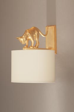 Lili cat wall lamp in gilded bronze - Objet Insolite - Hight qualité  lighting made in France - Réf. 20070266