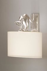Lili cat wall lamp in silvered bronze. Objet insolite. 