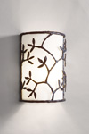 Semicylinder wall lamp shaft and leaf pattern. Objet insolite. 