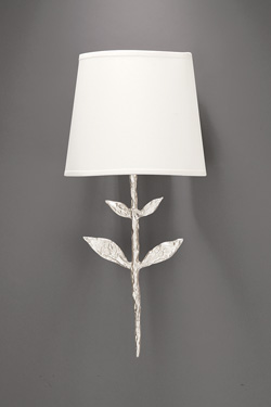 Small silver wall lamp Silva, stem and leaf look. Objet insolite. 