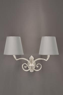 Sully 2-light bronze wall sconce with satin nickel finish. Objet insolite. 