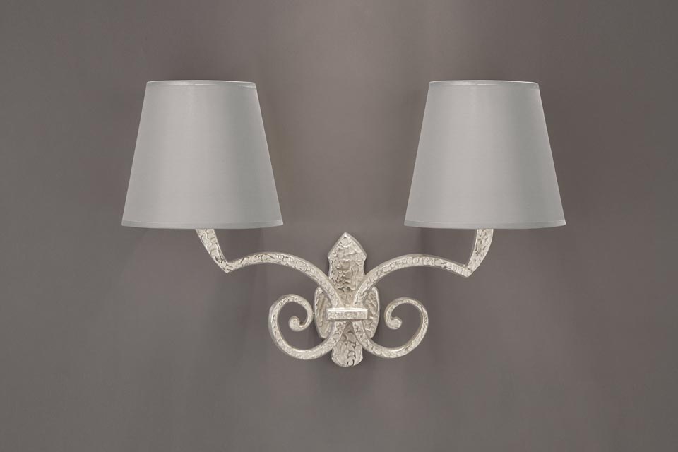 Sully 2-light bronze wall sconce with satin nickel finish. Objet insolite. 