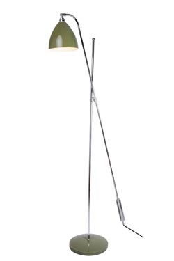 Olive green industrial style floor lamp, Task Overreach . Original BTC. 