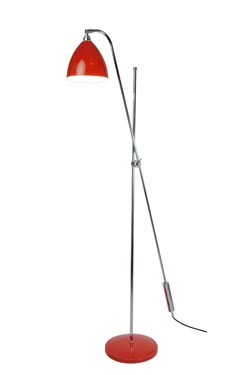 Task Overreach red metal floor lamp, industrial style. Original BTC. 