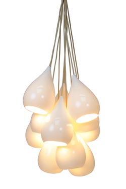 Lustre en porcelaine naturelle aspect brillant Drop One 11 lumières. Original BTC. 