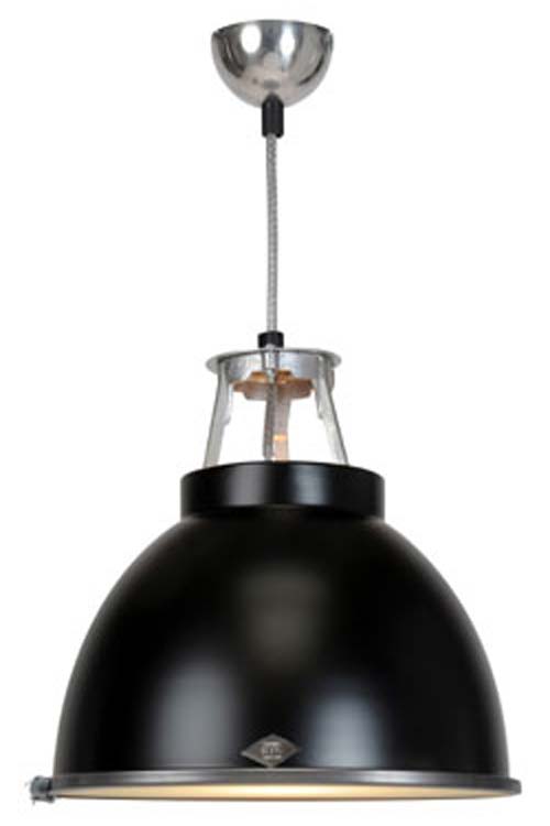 Titan black large  pendant lamp with glass. Original BTC. 