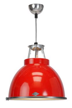 Titan large red pendant lamp with glass. Original BTC. 