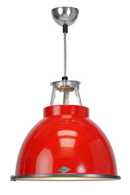 Titan large red pendant lamp with glass. Original BTC. 
