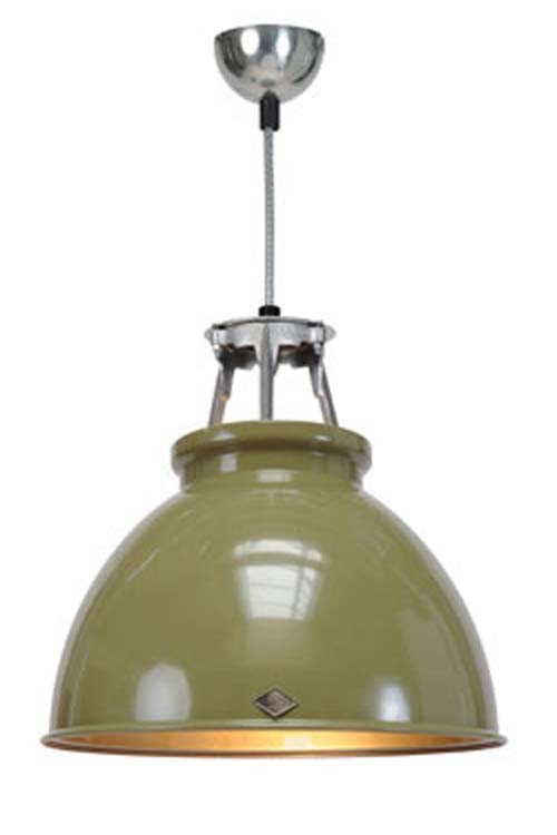 Titan olive green pendant lamp medium model without glass. Original BTC. 