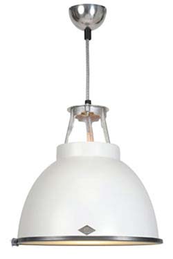 Titan white medium pendant lamp with wired glass . Original BTC. 