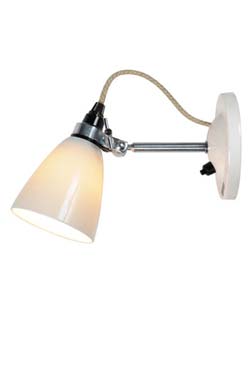 Hector wall lamp with switch and small white shade. Original BTC. 