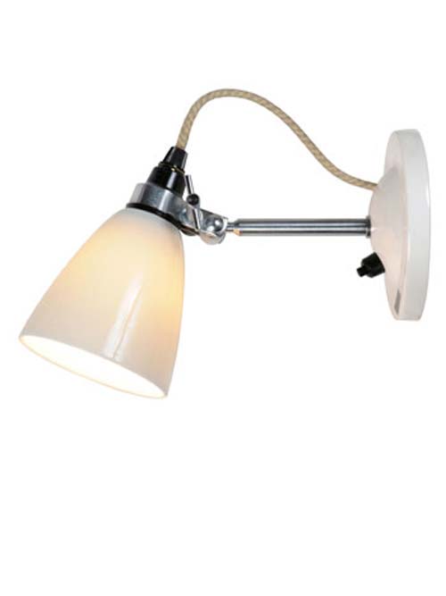 Hector wall lamp with switch and small white shade. Original BTC. 