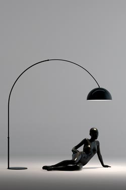 Grand lampadaire Glow noir en acrylique brillant. Paulo Coelho. 