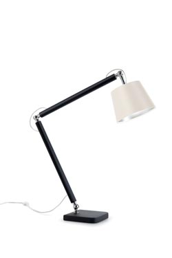 Joint grande lampe de bureau noire et abat-jour écru. Paulo Coelho. 