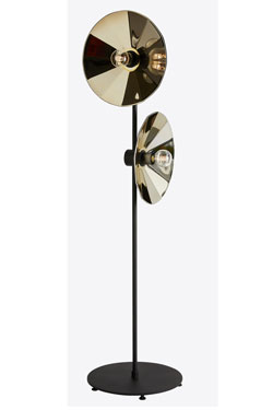 2-light gold glass floor lamp Cometa. RADAR. 