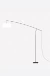 Raisa contemporary floor lamp with slender matt black metal base. Robin. 