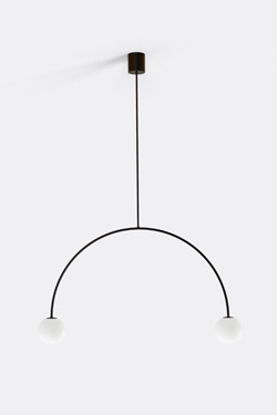 Grande suspension noire design Riga 80cm. Robin. 