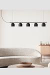 Black pendant light with 3 Rio bell-shaped lampshades. Robin. 