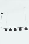 Black pendant light with 3 Rio bell-shaped lampshades. Robin. 
