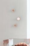 Small wall light with satin brass disc and opal white glass Roi. Robin. 