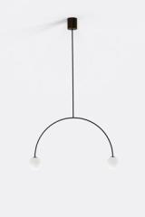 Black playfull pendant lamp white glass, Riga 50 cm. Robin. 