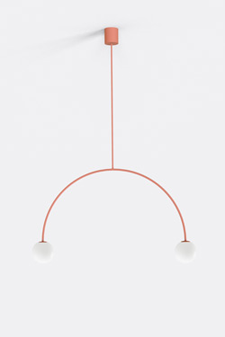 Large coral arc pendant lamp, Riga 80 cm. Robin. 
