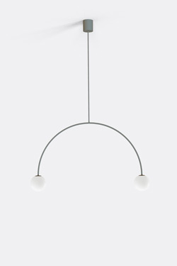 Large olive green metal and glass pendant lamp, Riga 80 cm. Robin. 