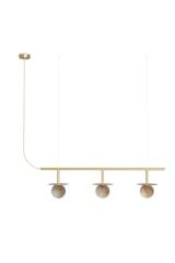 3-light linear pendant light in alabaster and brass Royal. Robin. 